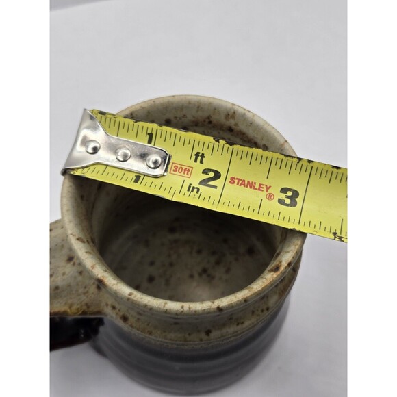 Vintage Studio Art Pottery Handcrafted Green Drip Glazed Stoneware Mug - Picture 9 of 10